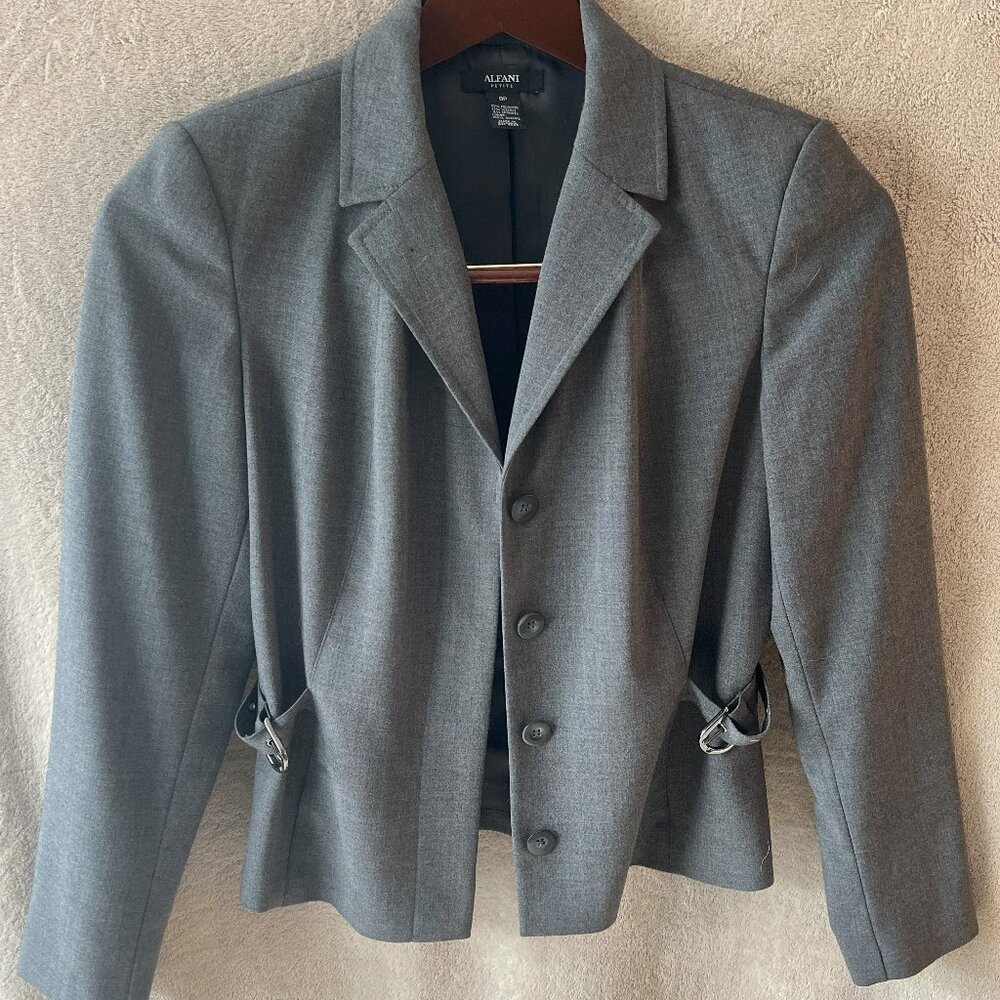 Alfani Vintage Women's Suit Jacket - Size 8P - Gray